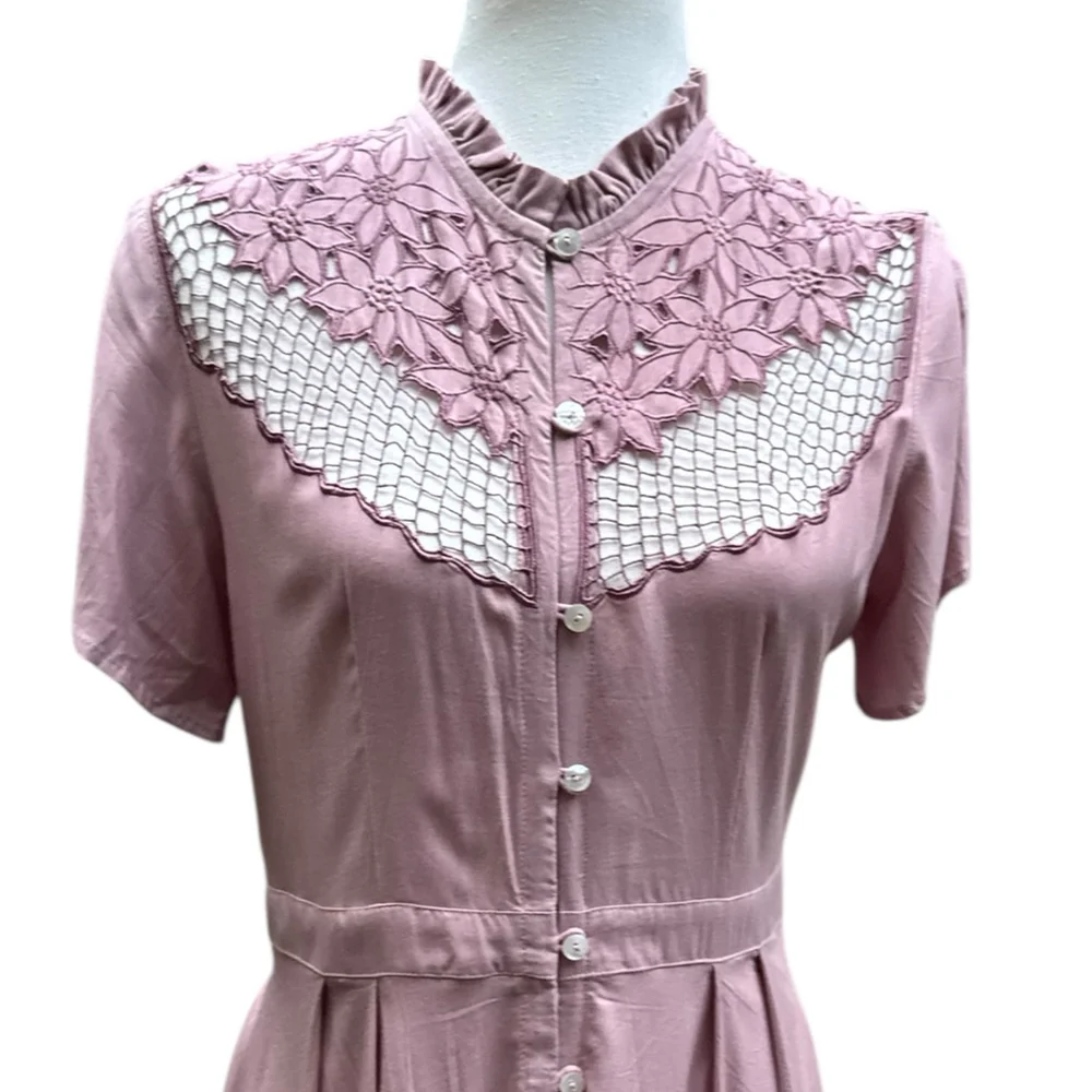 Cleobella Size Small Pink Mauve Lace Maxi Dress - Picture 3 of 16